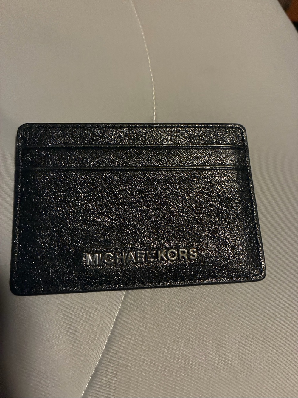 Michael Kors Black Leather Slim Card Case with Logo